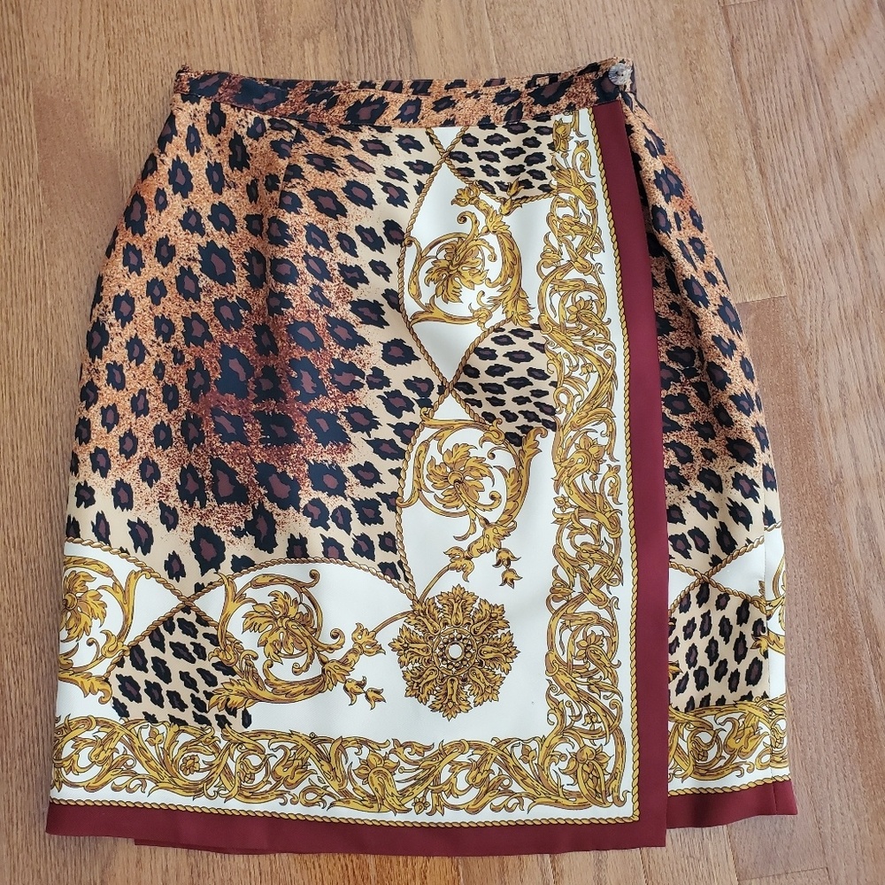 Silk Leopard Print Wrap Skirt